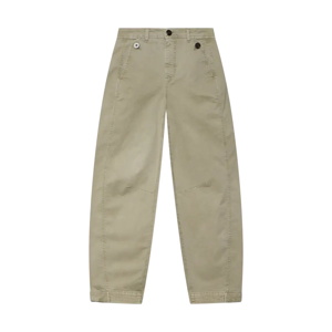 Mint Velvet Khaki Barrel Leg Chino Trousers